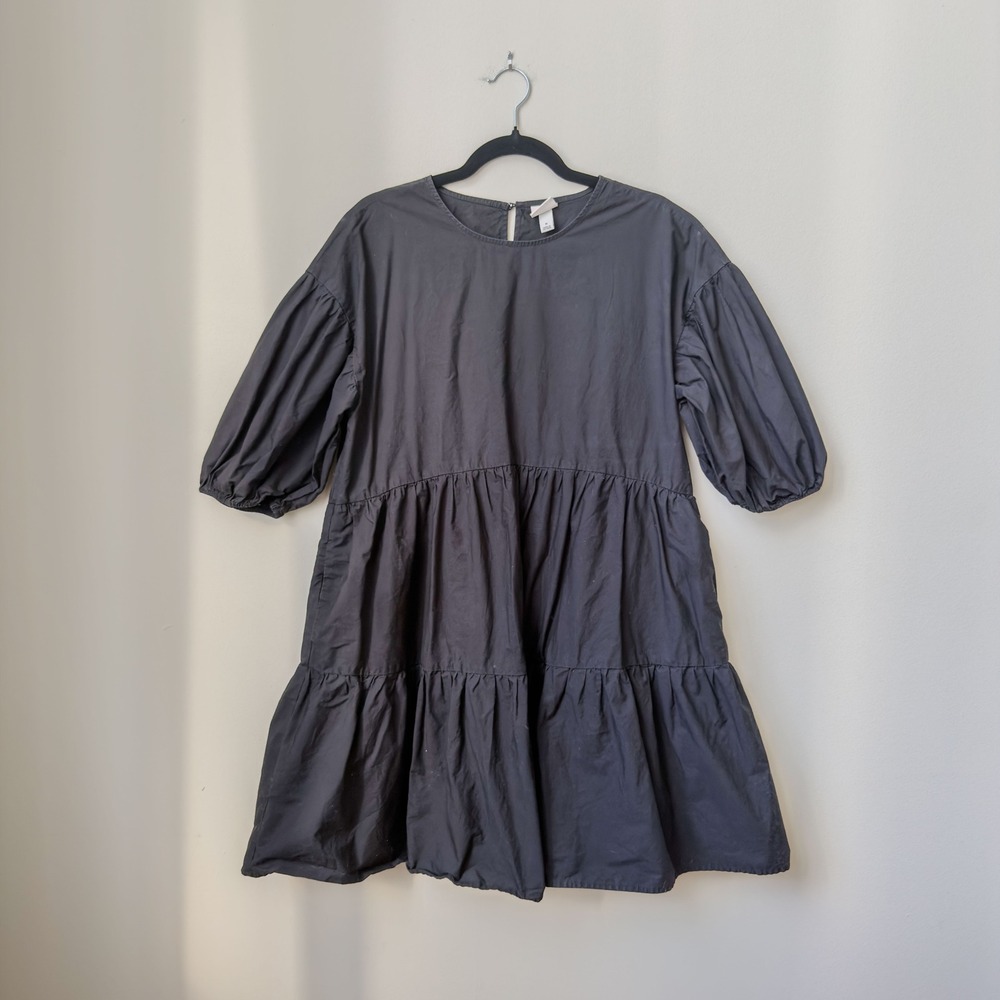 Romantic A New Day Black Babydoll Tiered Dress Cotton Size M Whimsigoth